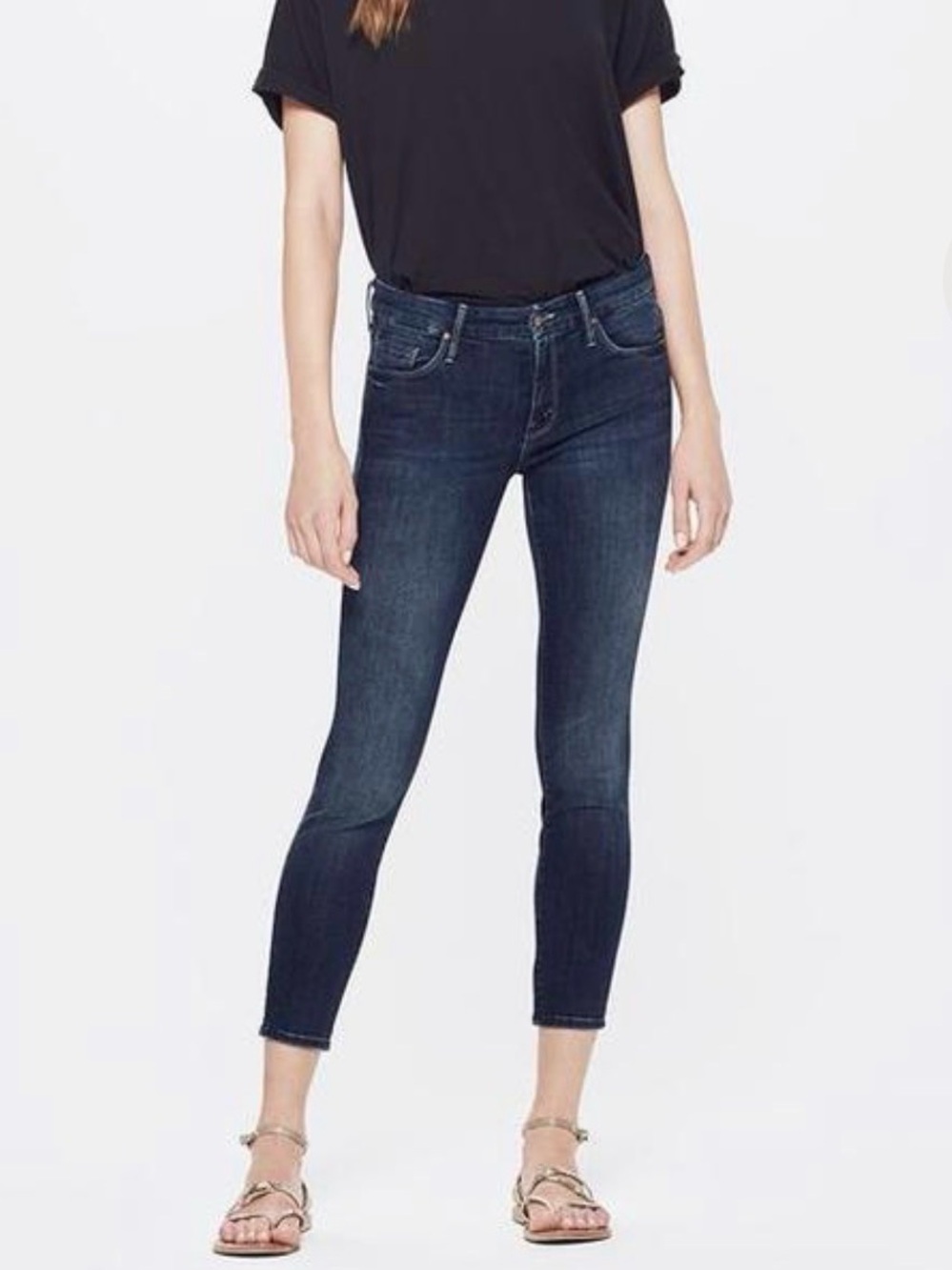 MOTHER Looker Crop Dark Blue Skinny Jeans - Hello Kitty Kitty - sz 30